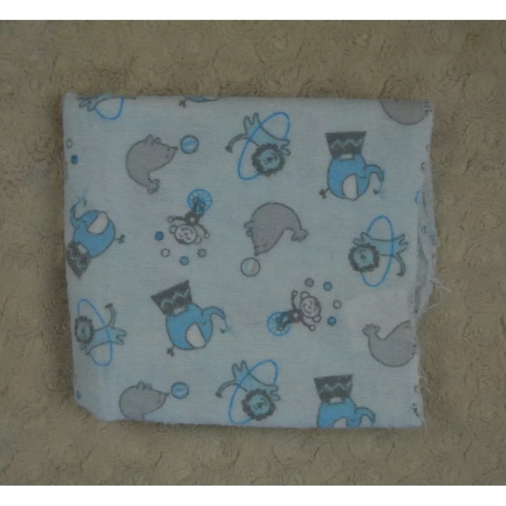 Little Beginnings Circus Animal Baby Blanket Blue Lion Seal Elephant Monkey Gray
